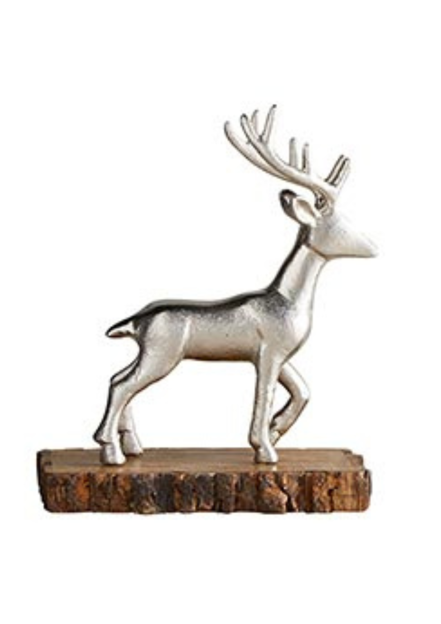 Metal Reindeer on Wood Stand