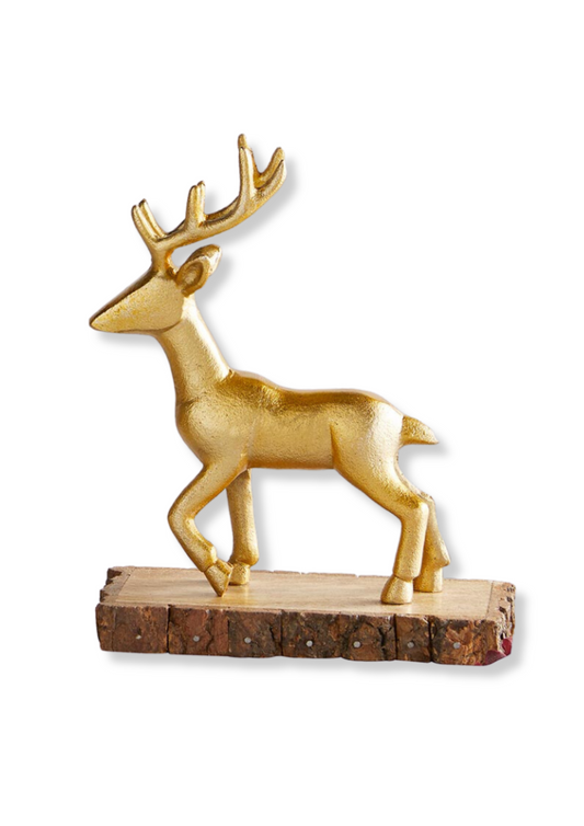 Metal Reindeer on Wood Stand