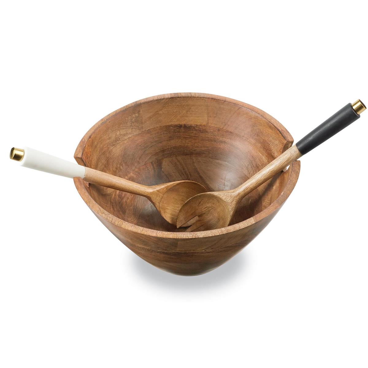 Wood Serving Bowl & Serving Utensil Set