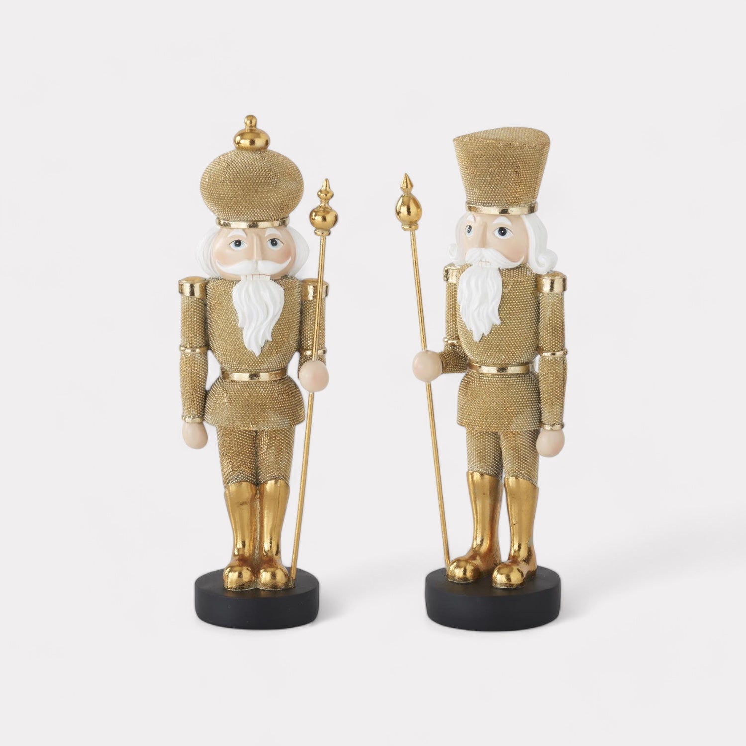 Set of 2 Resin Gold Faux Beaded Soldiers