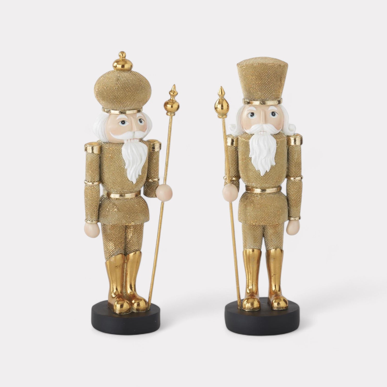 Set of 2 Resin Gold Faux Beaded Soldiers