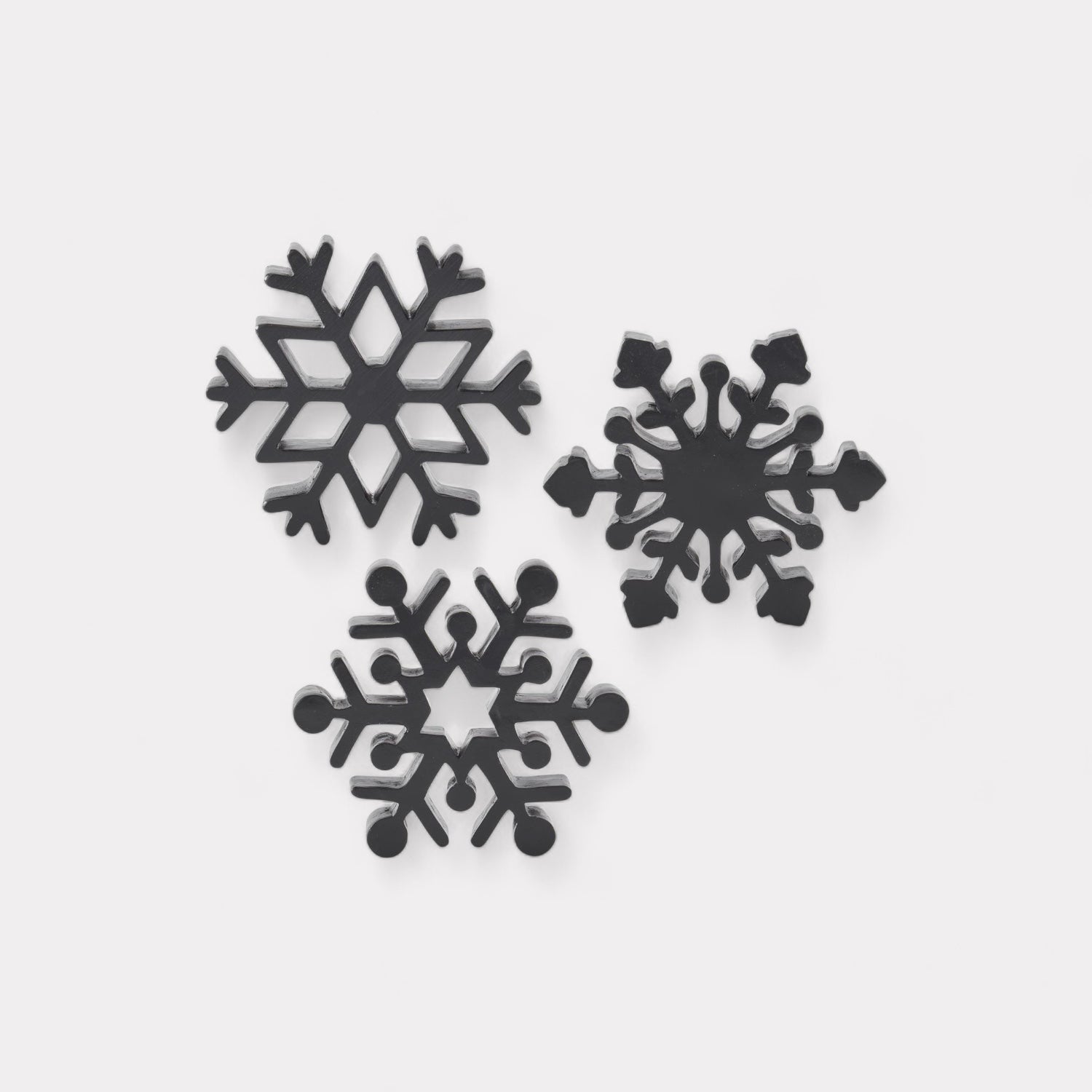 Matte Black Resin Snowflakes – Set of 3