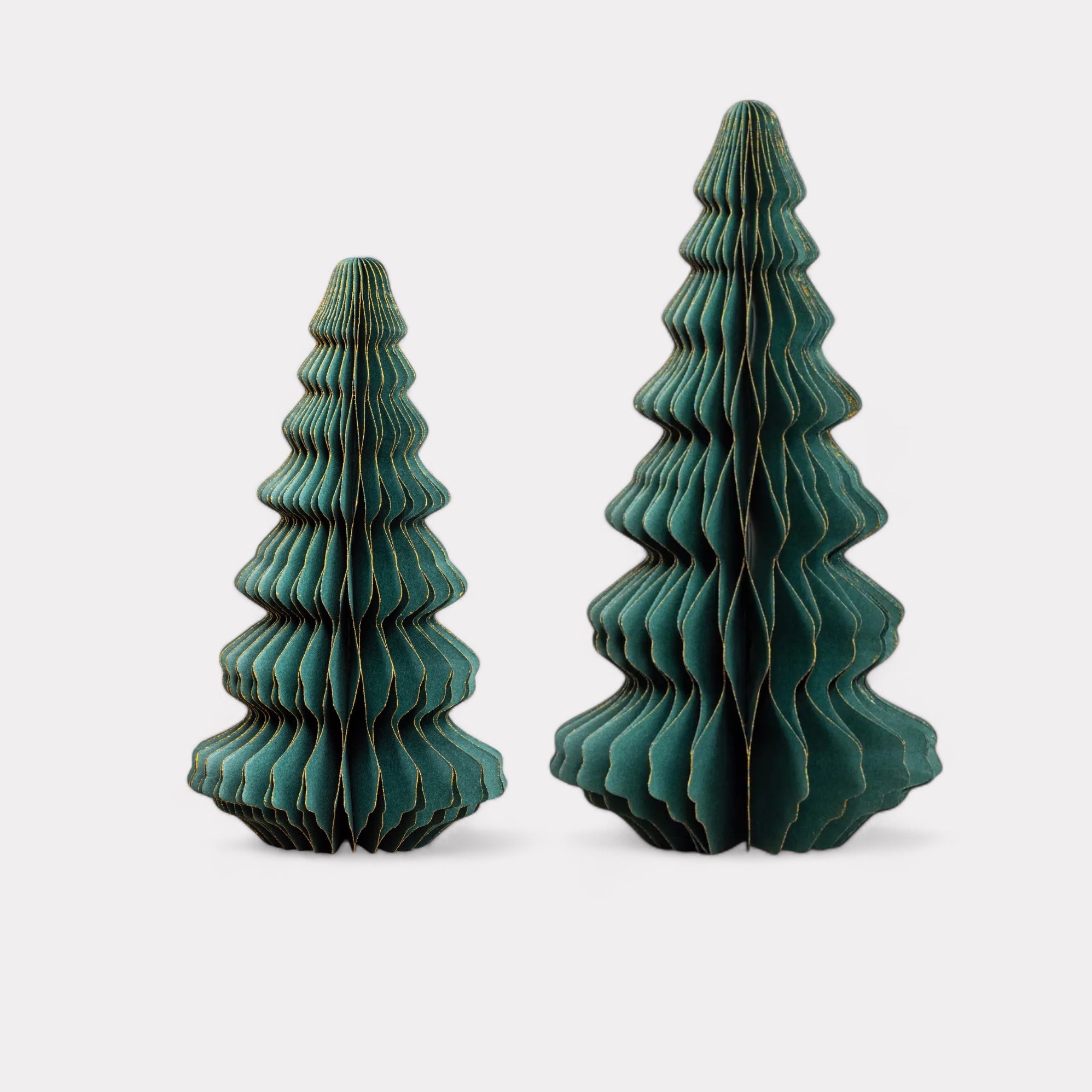 Emerald Green Paper Tree with Gold Trim