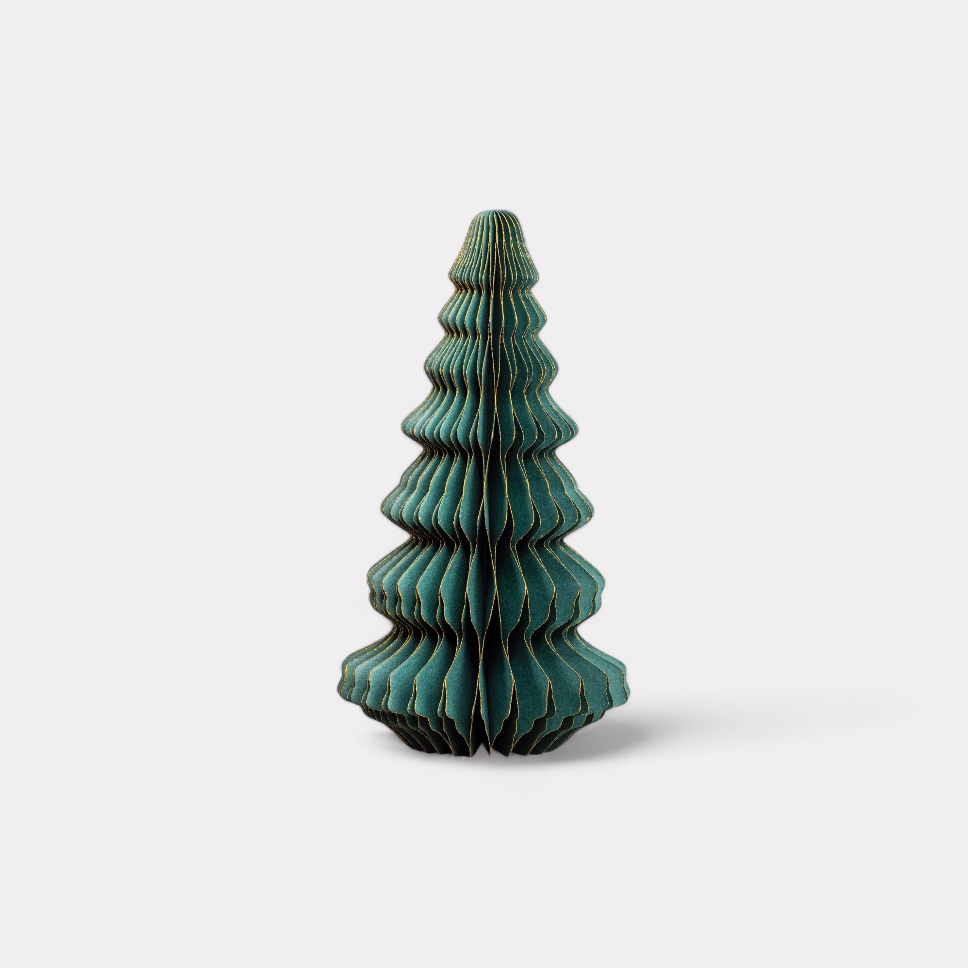 Emerald Green Paper Tree with Gold Trim