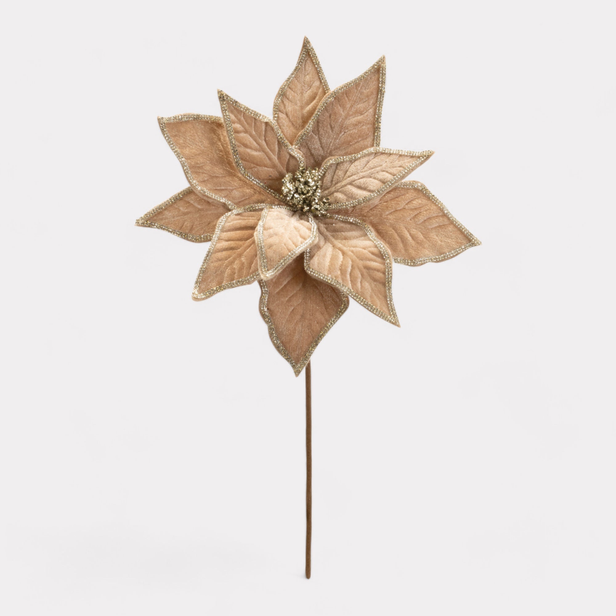 Poinsettia Stem with Gold Details 15"