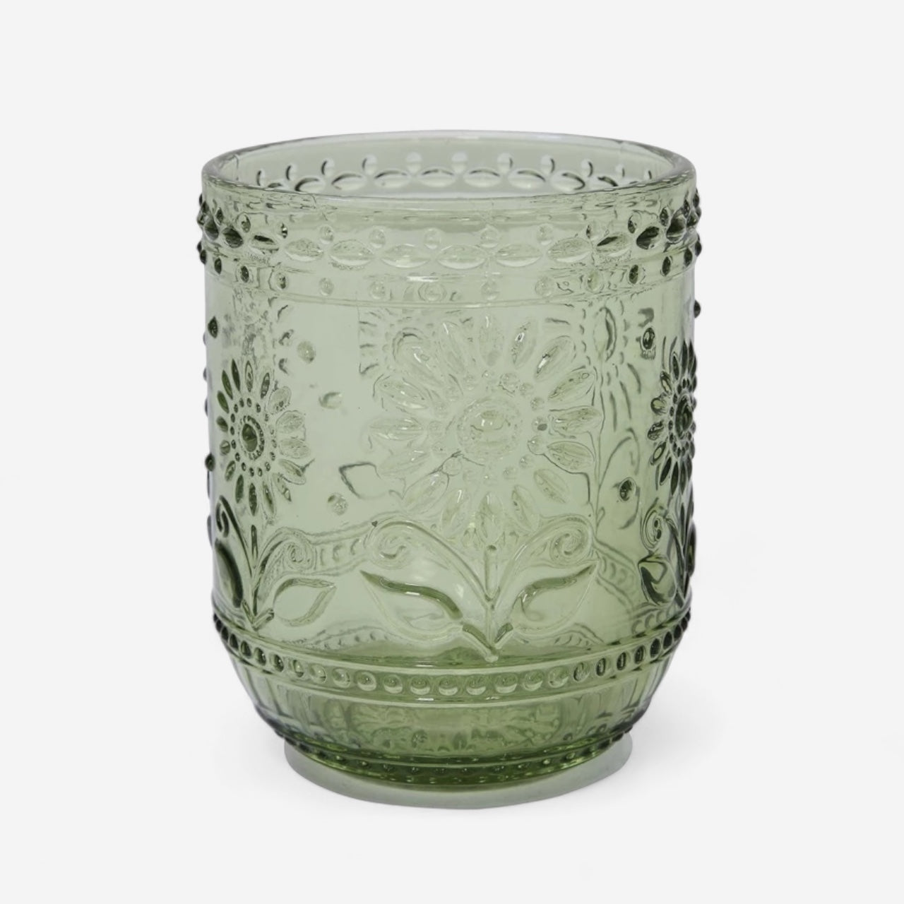 12 oz.  Green Embossed Drinking Glass