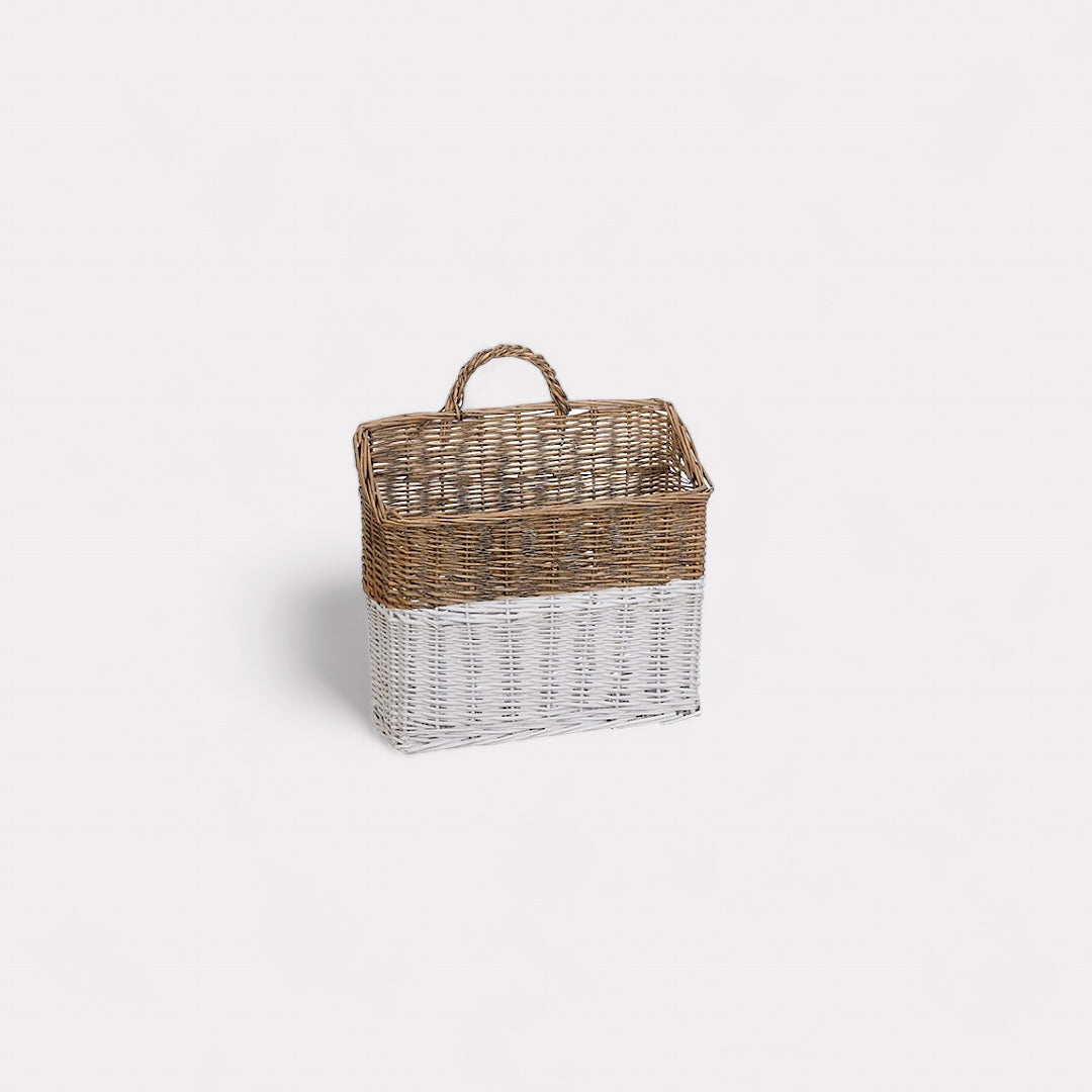 Two-Tone Wicker Wall Basket, Small