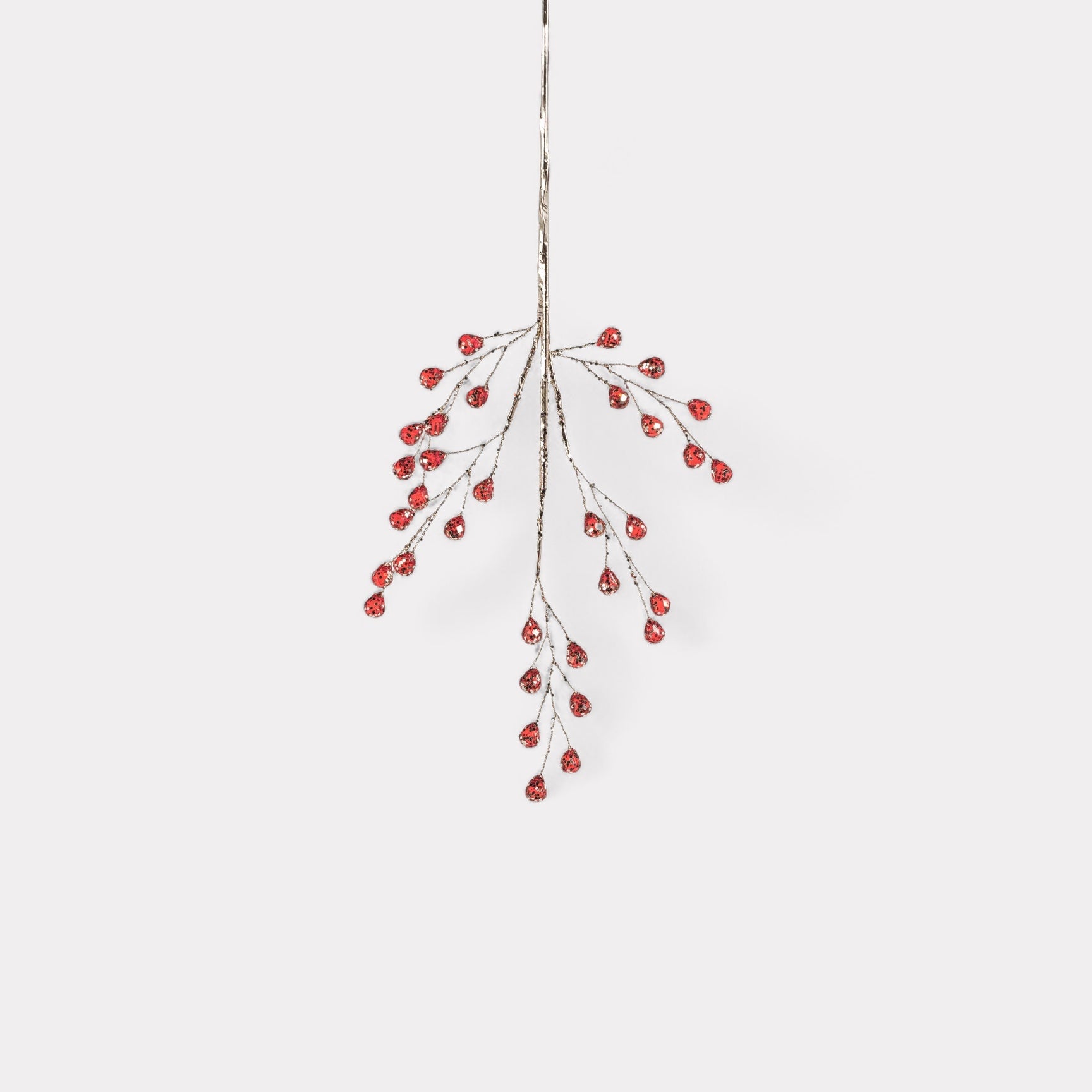 Beaded Glass Berry Pick- Red and Gold