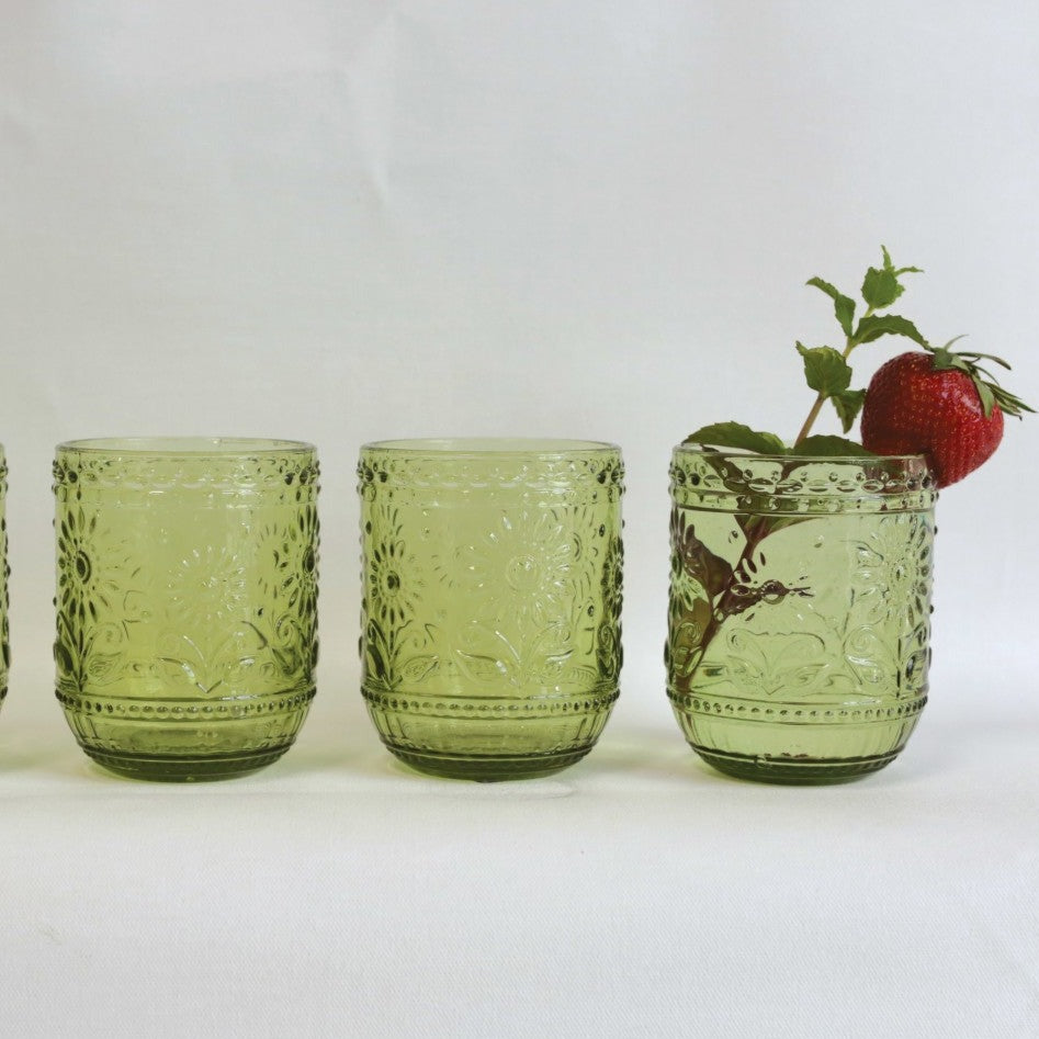 Verde Embossed Drinking Glass