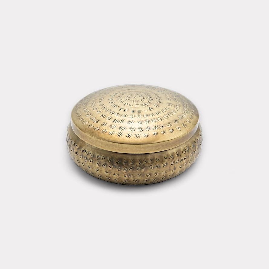 Gilded Elegance Brass Hammered Metal Container