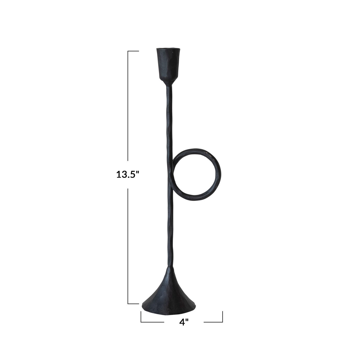 Hand-Forged Cast Iron Taper Holder with Handle